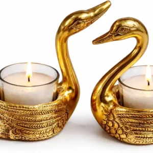 Golden Swan Votive Set of (2pc)