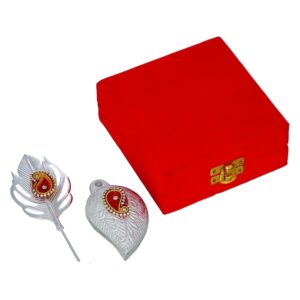 662 Silver Plated Kumkum Roli Chawal Set with Leaf Spoon | Traditional Return Gift for Weddings, Pooja & Festive Celebrations | Elegant Indian Gift