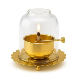 Sukoon by Crazy Sutra Brass Akhand Diya for Puja & Temple | Traditional Oil Lamp for Diwali, Navratri & Daily Worship | Pure Brass Jyot Diya for Home Mandir & Gifting Small