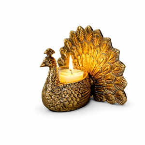 Golden Peacock Candle Holder – Luxury Tealight Stand for Home Décor