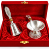 Aluminium Silver Colour Pooja Thali Gift Set with Decorative Plate, Bowls, Spoon, Diya & Pooja Accessories | Traditional Indian Puja Set for Festivals, Housewarming & Gifting
